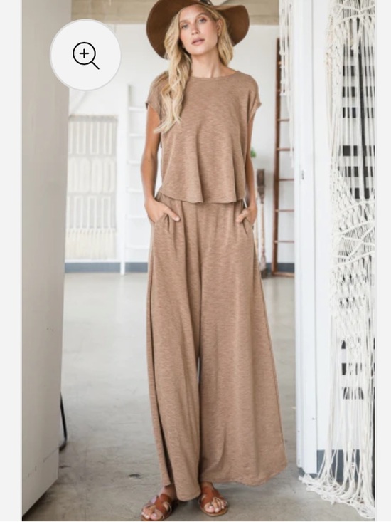 BUCKETLIST Pants - Bucket List Open Front Wide-Leg Knit Jumpsuit in Brown size M